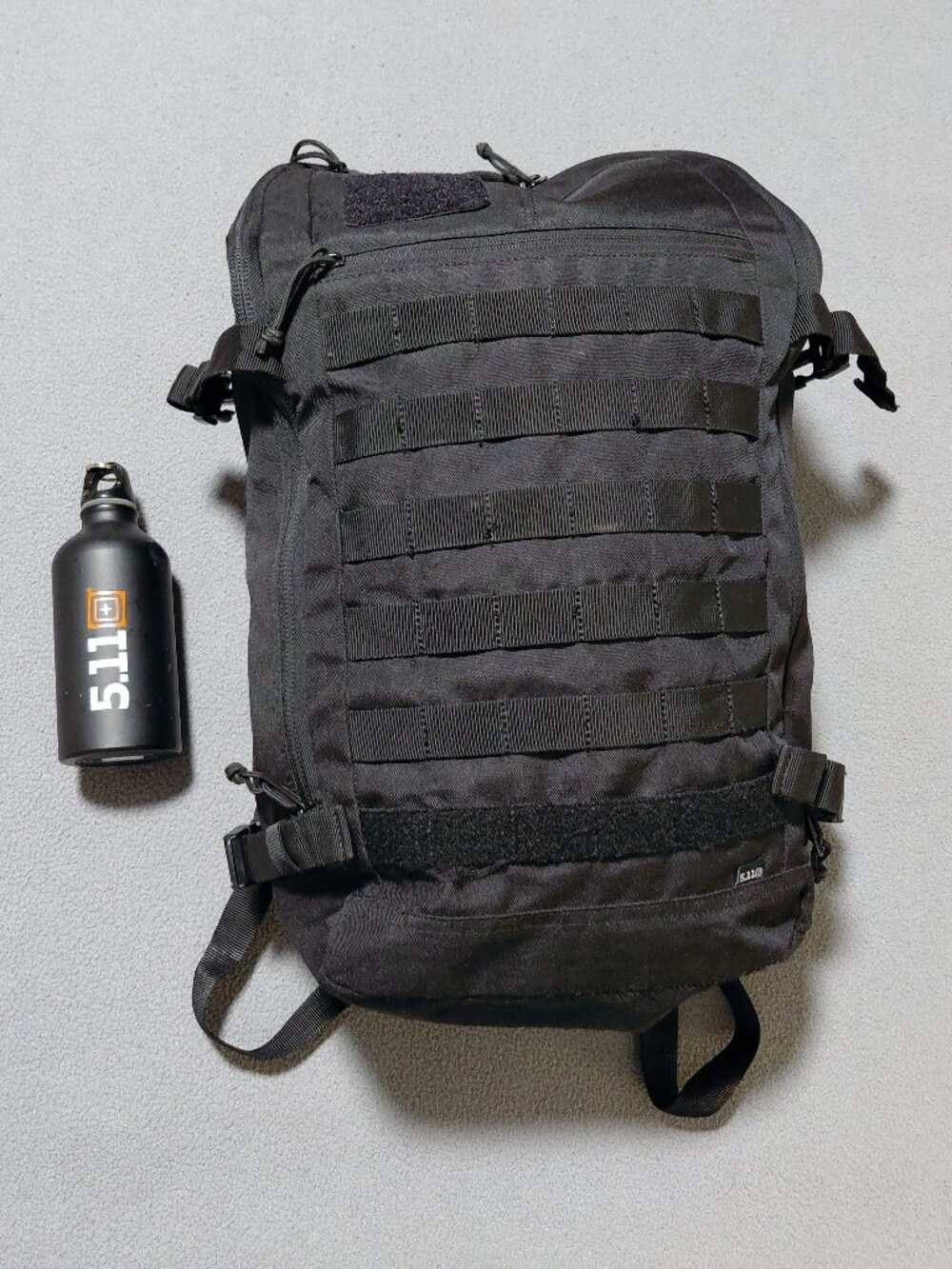 5.11 Tactical Rapid Quad Zip Backpack 28L Black EUC with 5.11 500ml Water Bottle